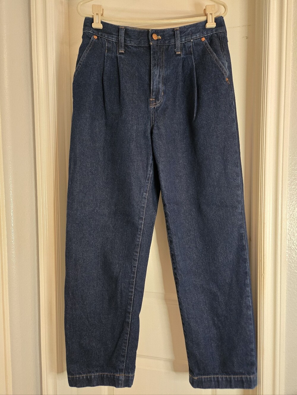 Madewell Women's Baggy Straight Jeans Denim Wide Leg Pleated Jeans, Size 29